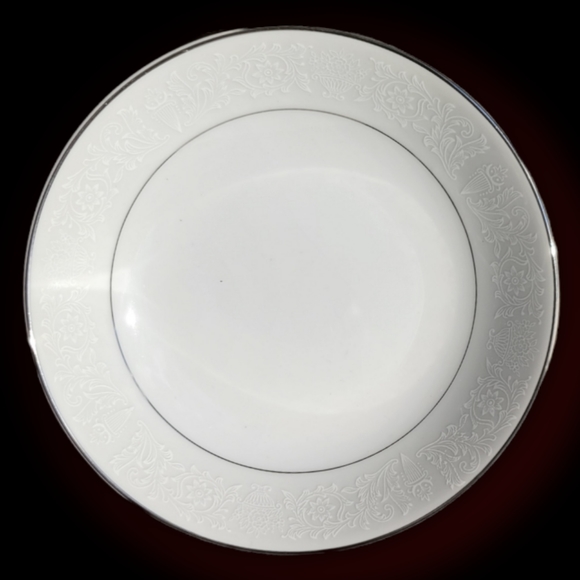 1 Vtg China Fruit Dessert Sauce Bowl Crown Victoria Lovelace Platinum Accents - Picture 1 of 5